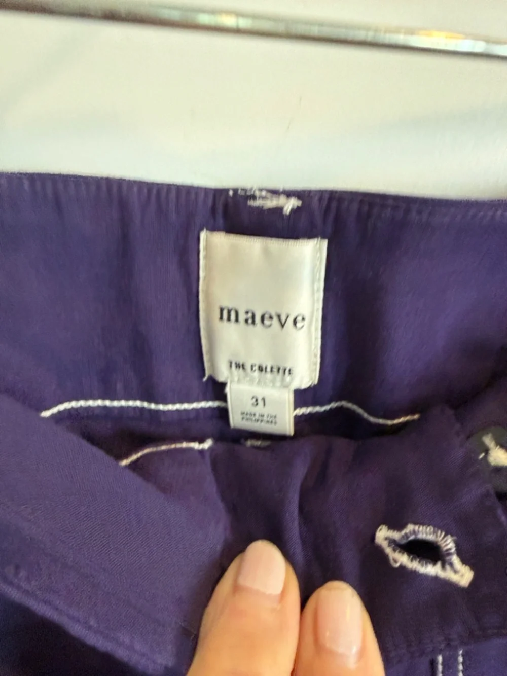 The Colette Crop Wide-Leg Pants by Maeve-Contrast-Stitch Edition, Size 31, Blue - Picture 4 of 9